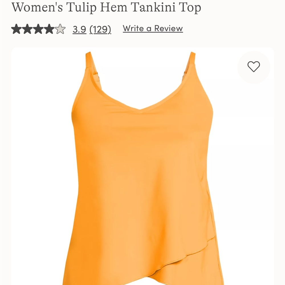 Lands' End Vibrant melon colored tulip swim top